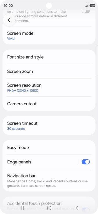 Press Screen timeout.
