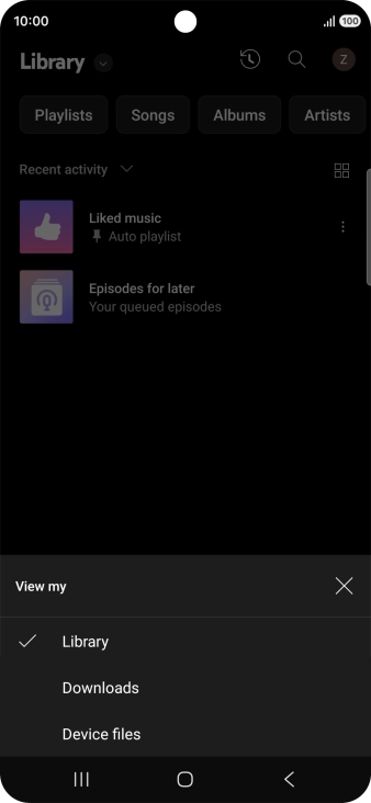 Press the required category and go to the required audio file.