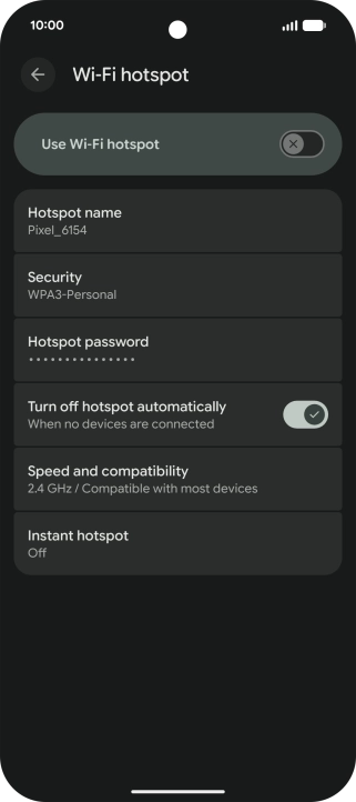 Press Hotspot password and key in the required password.