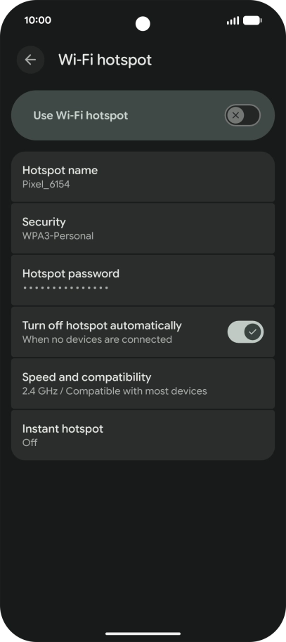 Press Hotspot password and key in the required password.
