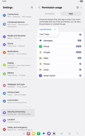Press the required setting.