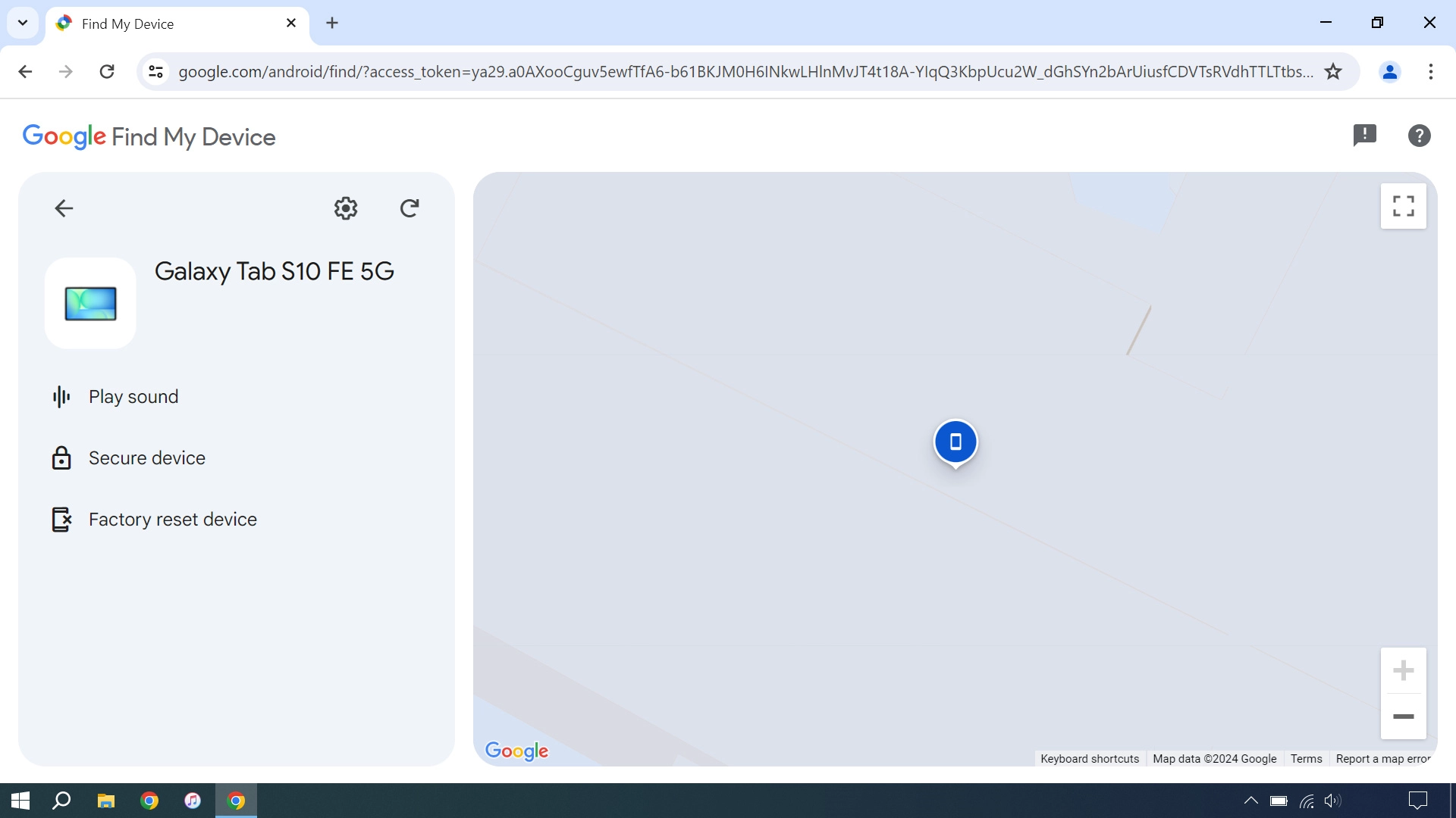 Your tablet's latest position is displayed on the map.