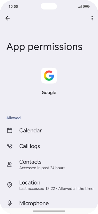 The app activity for the selected app is displayed.