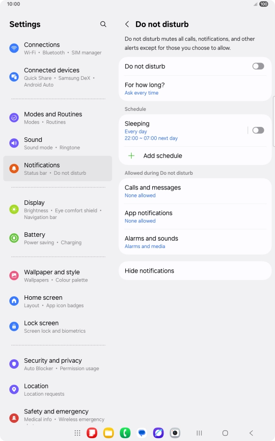 Press the indicator next to 