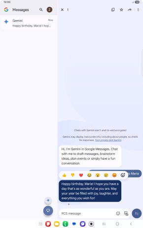 Press and hold the text suggestion from Gemini. Follow the instructions on the screen to use the text suggestion.