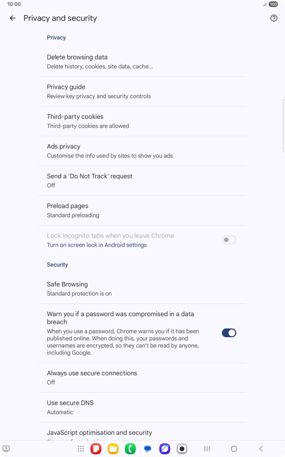 Press Delete browsing data.