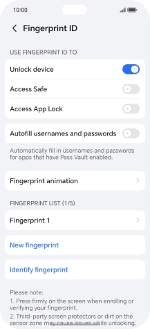Press the required settings.