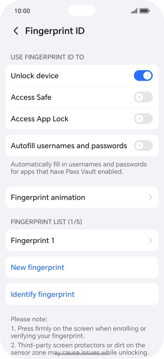 Press the required settings.