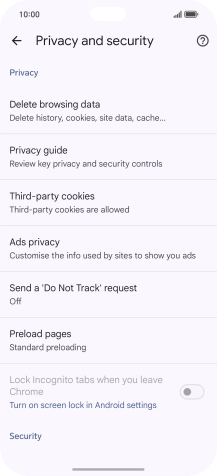 Press Delete browsing data.