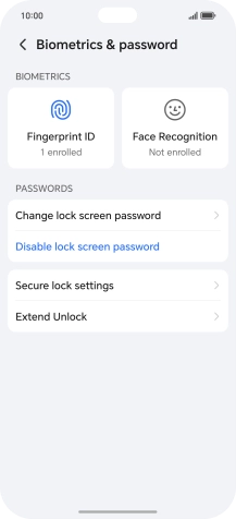 Press Disable lock screen password and key in the additional phone lock code you created earlier.