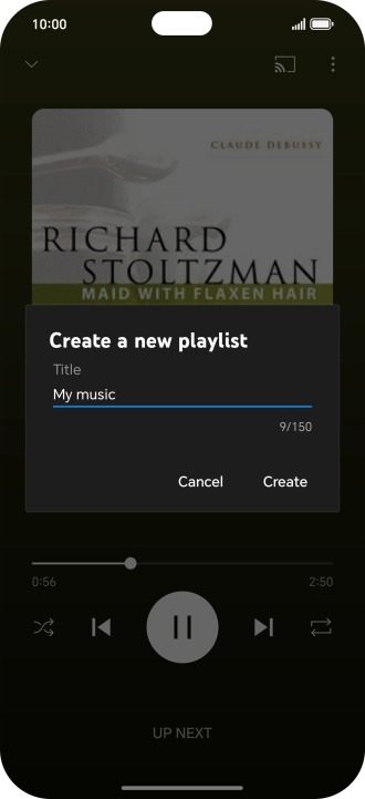 Key in a name for the playlist and press Create.