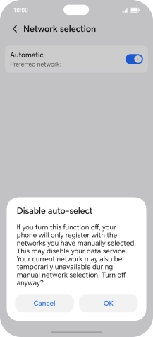 Press OK and your phone will search for networks.