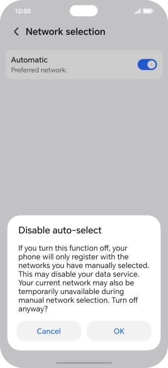 Press OK and your phone will search for networks.