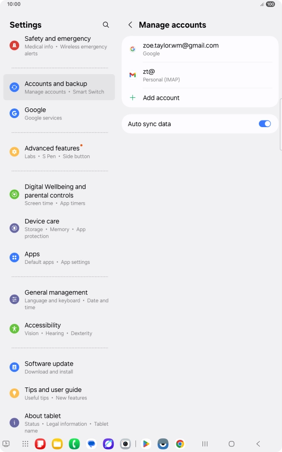 Press the required email account.