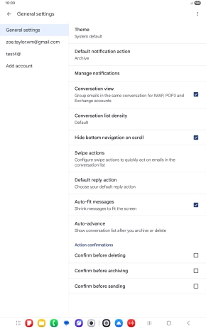 Press the required email account.