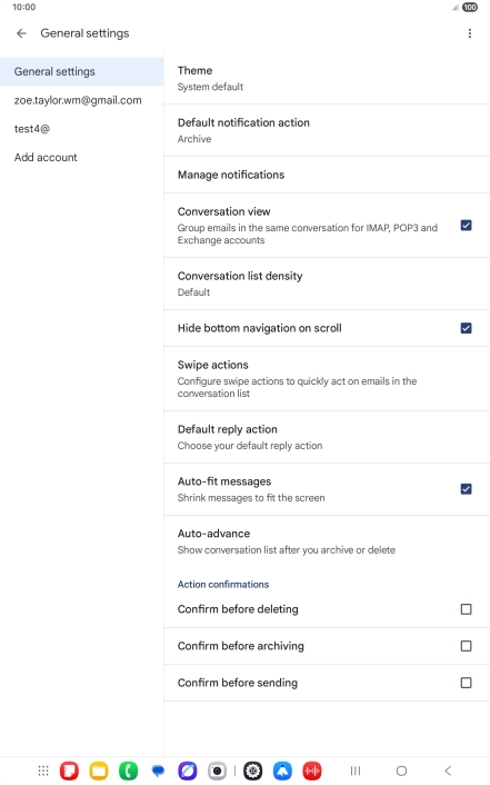 Press the required email account.