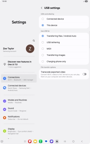 Press Transferring files / Android Auto.