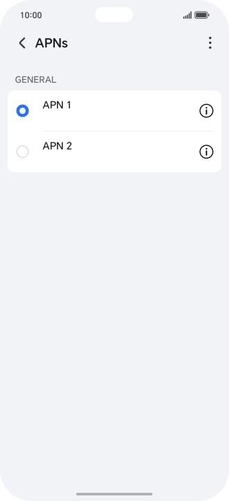 Press the field next to the data connection to activate it.
