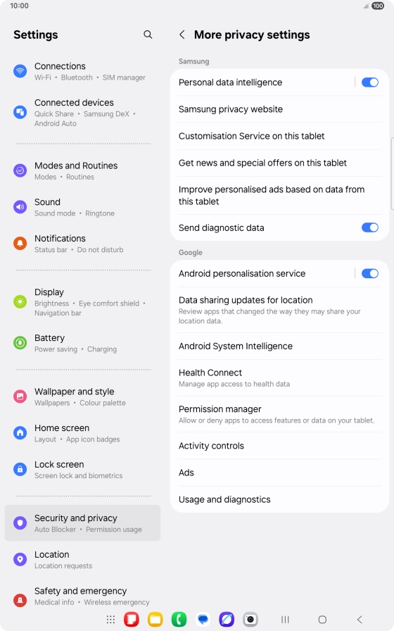 Press Permission manager.