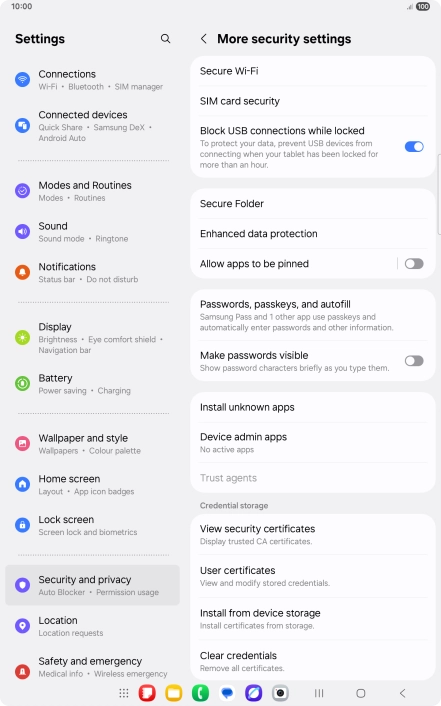 Press SIM card security.