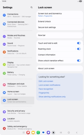 Press Screen lock and biometrics and key in the current lock code.