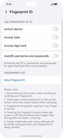 Press New fingerprint.