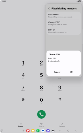 Key in your PIN2 and press OK. The default PIN2 is 1111.