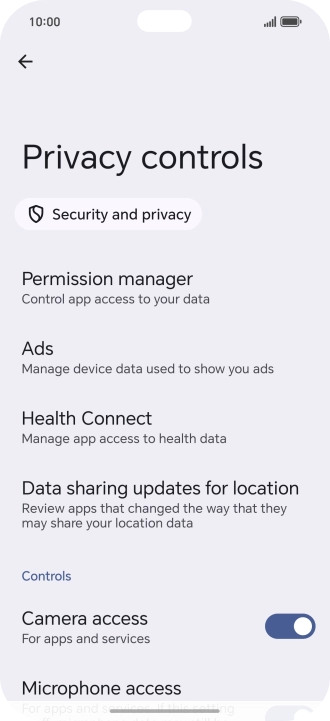 Press Permission manager.