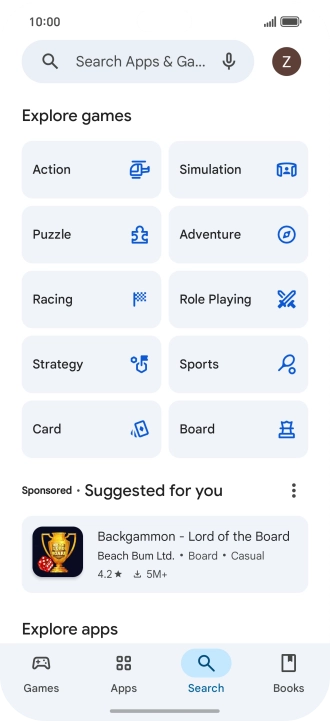 Press the search field. Press the search field.