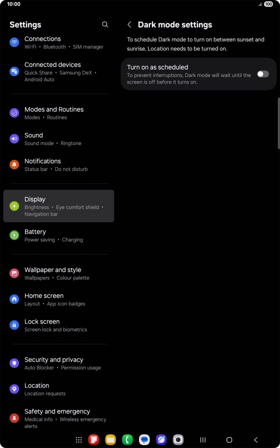 Press the indicator next to 