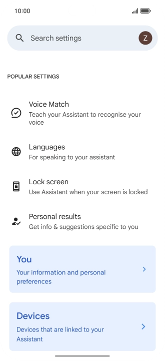 Press Voice Match and follow the instructions on the screen to turn automatic activation of Google Assistant on or off.