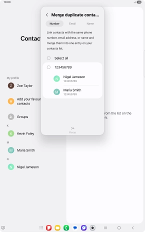 Press the field next to the required number.