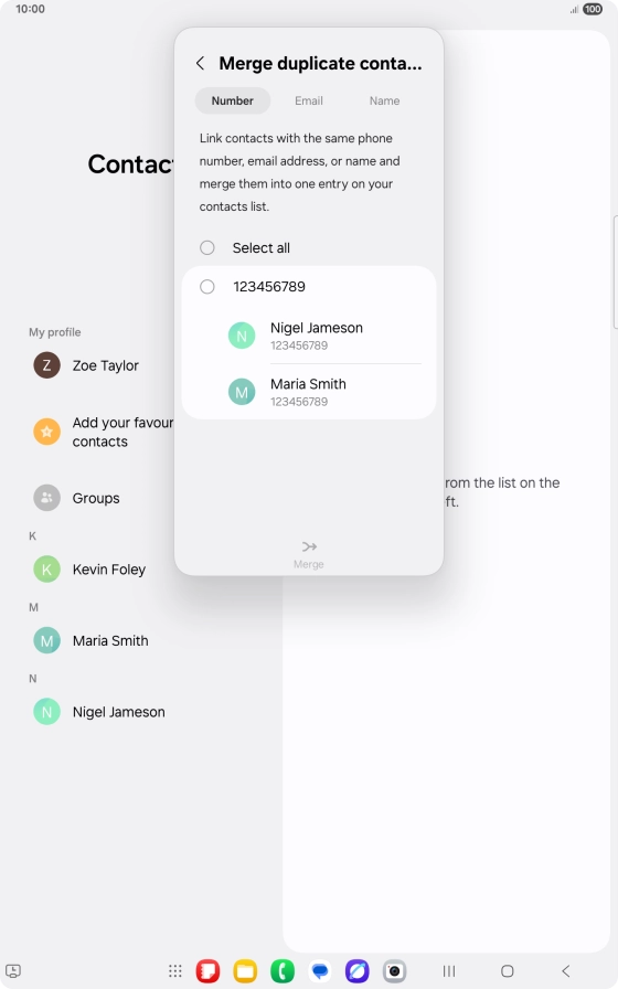 Press the field next to the required number.