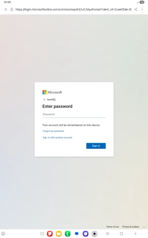 Press Password and key in the password for your email account.