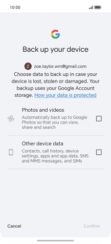 Press the fields next to the required data types to select them.