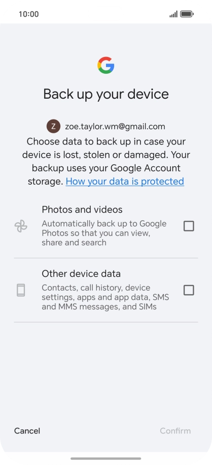 Press the fields next to the required data types to select them.