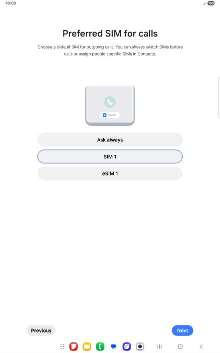 Press the required setting.