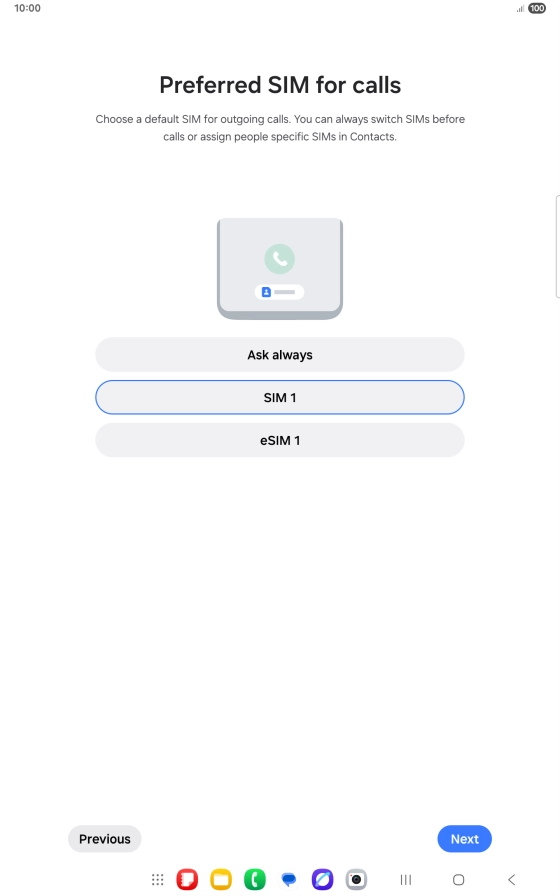 Press the required setting.