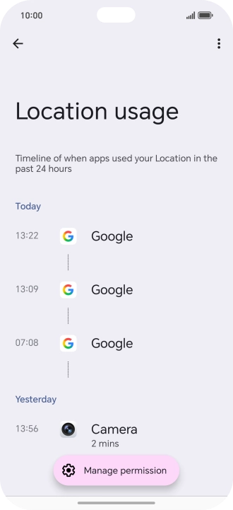 The total app activity for the selected phone function is displayed.