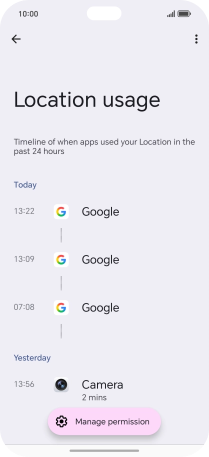 The total app activity for the selected phone function is displayed.