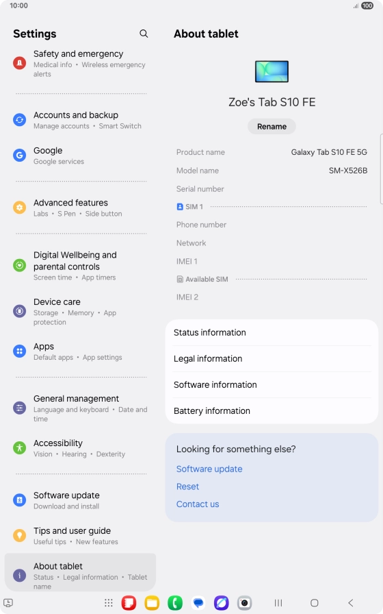 Press Status information.