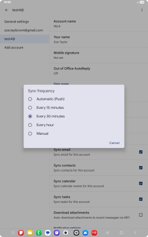 Press the required setting.