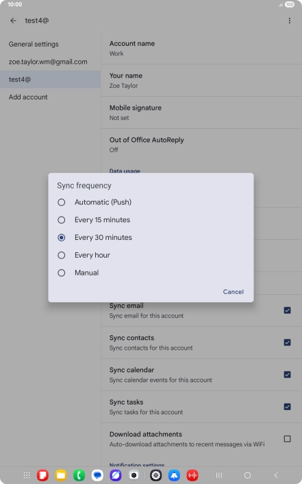 Press the required setting.