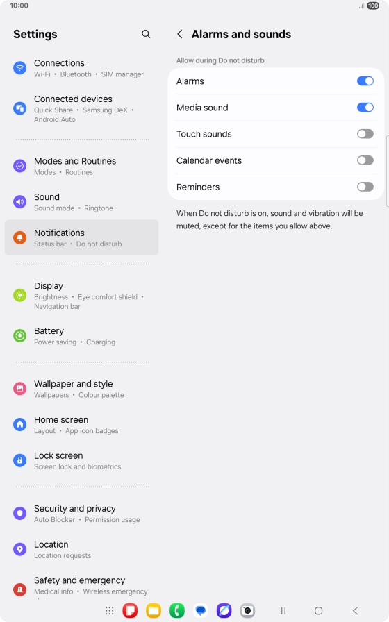 Press the indicators to turn sound and vibration for the selected functions on or off.