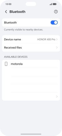 Press the required Bluetooth device and follow the instructions on the screen to pair the device with your phone. Press the required Bluetooth device and follow the instructions on the screen to pair the device with your phone.