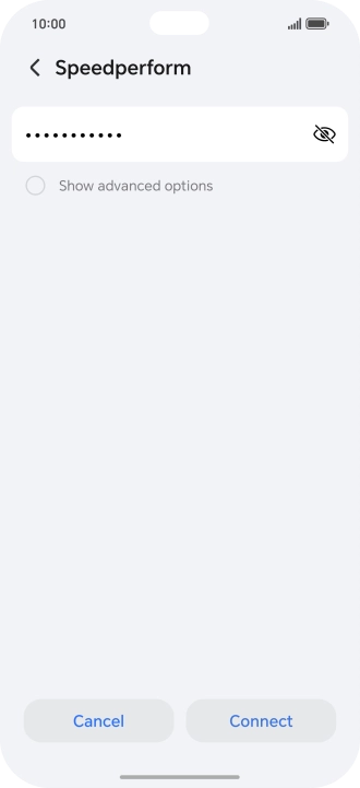 Key in the password for the Wi-Fi network and press Connect.