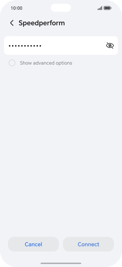 Key in the password for the Wi-Fi network and press Connect.