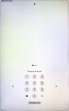 Key in the PUK and press OK.