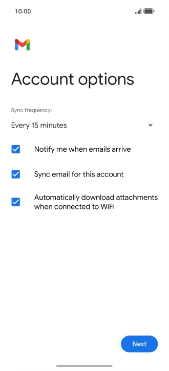 If this screen is displayed, you email account has been recognised and set up automatically. Follow the instructions on the screen to key in more information and finish setting up your email account.