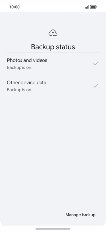 Press Manage backup.